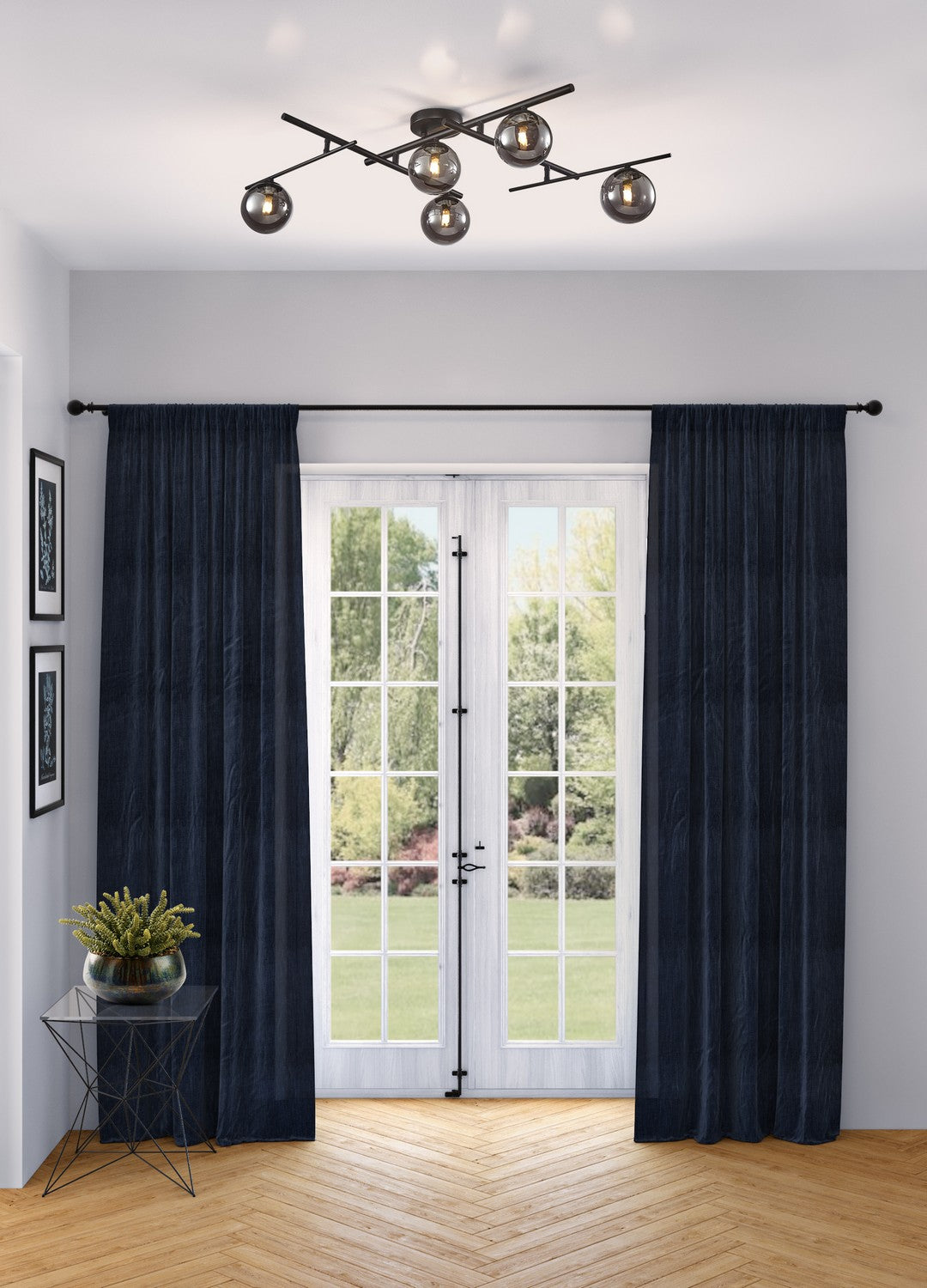 Modena Five Light Semi-Flush Mount in Black - available from The Lighting Shoppe, trusted by Canadian homeowners