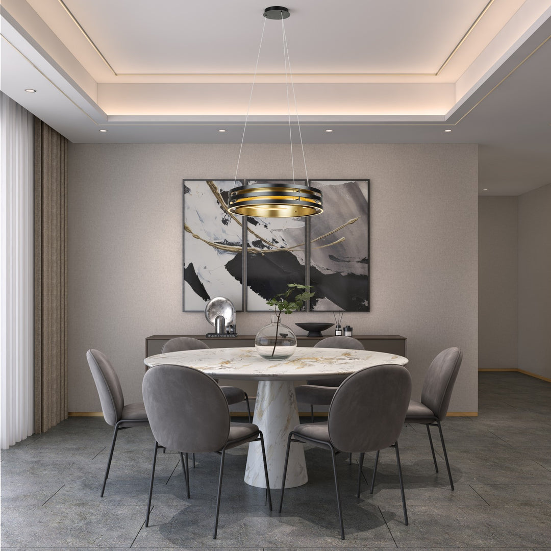 Toledo LED Chandelier in Black and Brushed Brass - available from The Lighting Shoppe, trusted by Canadian homeowners