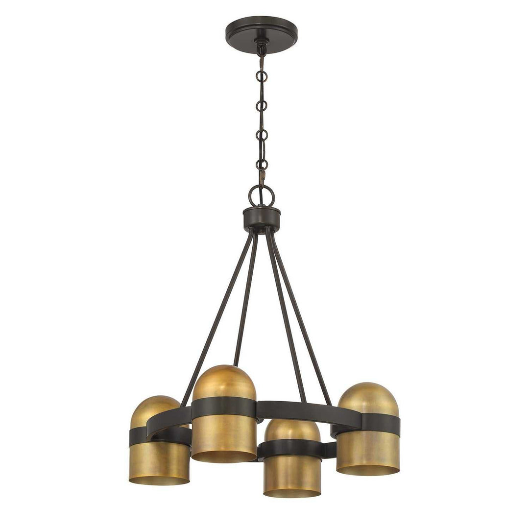 Andover Four Light Chandelier in Mediterranean Bronze and Riviera Brass Savoy House