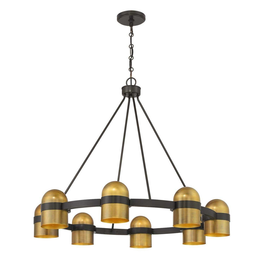 Andover Eight Light Chandelier in Mediterranean Bronze and Riviera Brass Savoy House