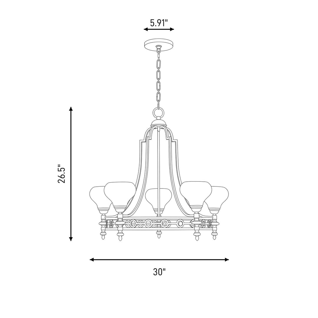 Savoy House - 1-1606-5-322 - Five Light Chandelier - Allston - Warm Brass
