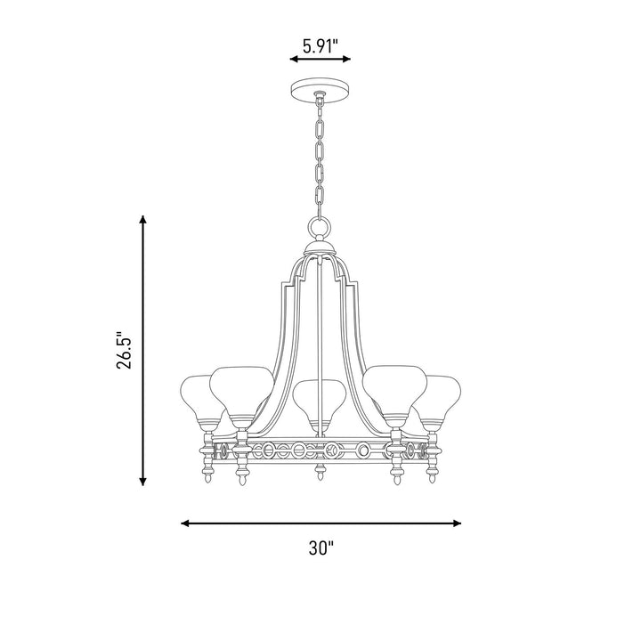 Savoy House - 1-1606-5-322 - Five Light Chandelier - Allston - Warm Brass