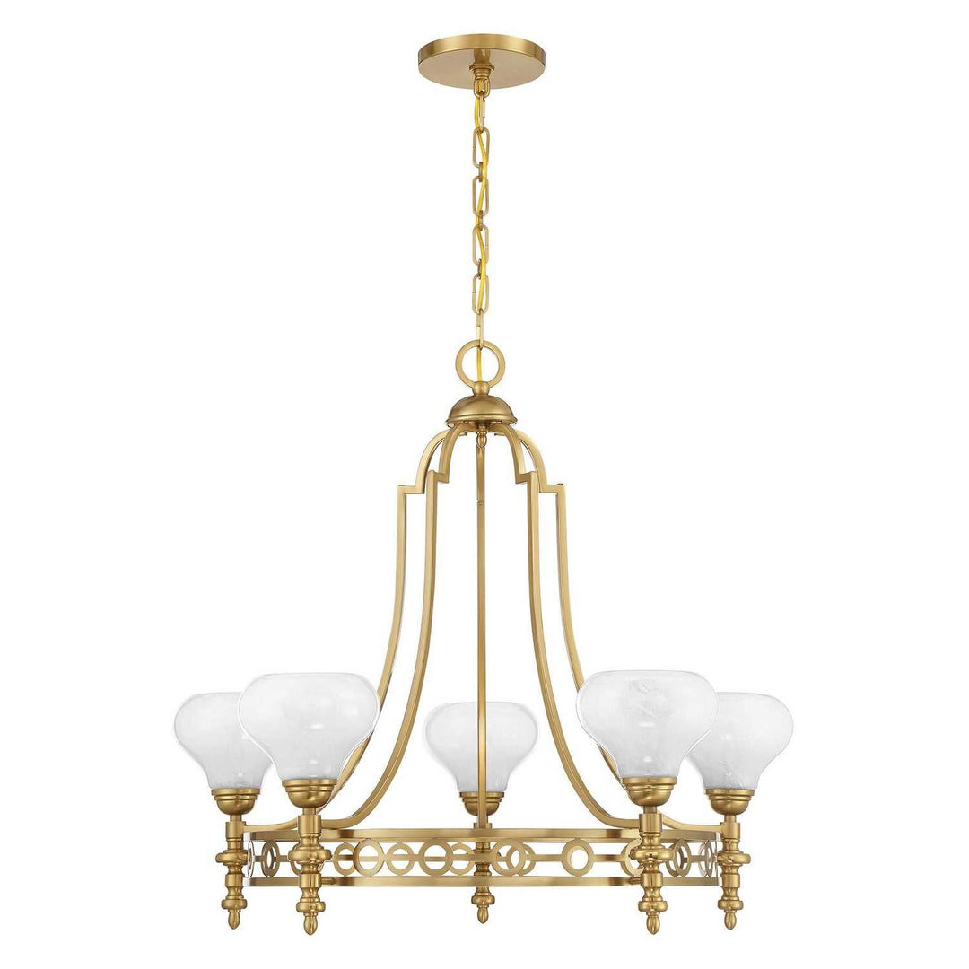 Allston Five Light Chandelier in Warm Brass Savoy House