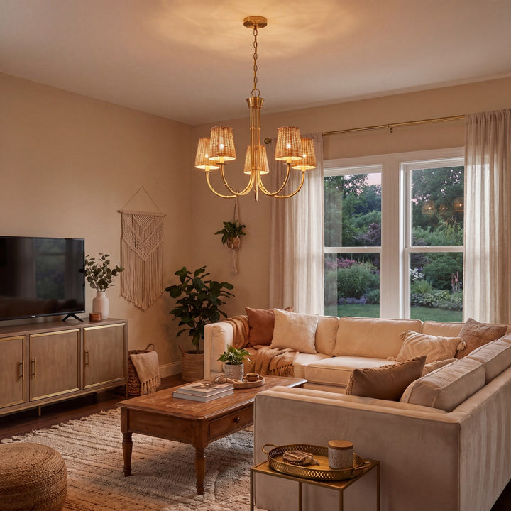 Savoy House - 1-3960-5-322 - Five Light Chandelier - Ashbury - Warm Brass