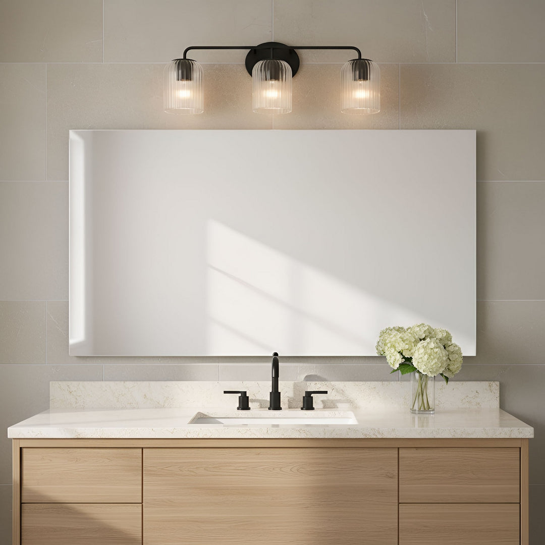 Generation Lighting Canada - GLV1133MBK - Three Light Vanity - Eisele - Midnight Black