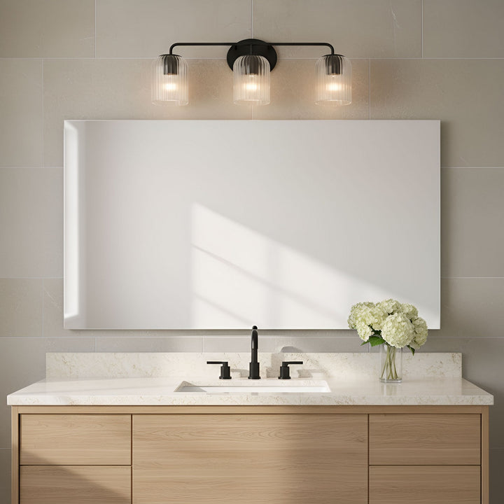 Generation Lighting Canada - GLV1133MBK - Three Light Vanity - Eisele - Midnight Black