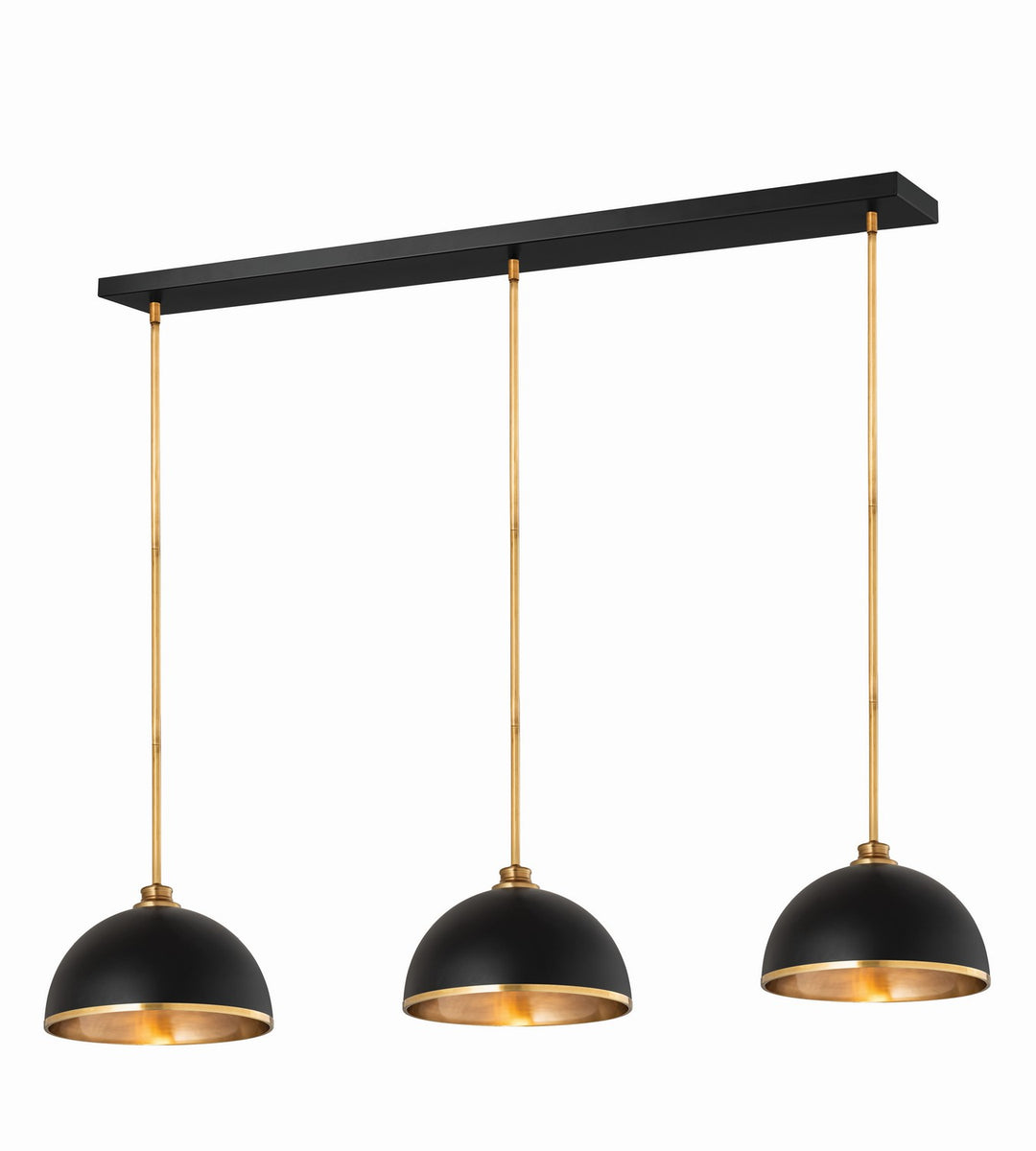 Landry Three Light Pendant in Matte Black + Rubbed Brass - available from The Lighting Shoppe, trusted by Canadian homeowners