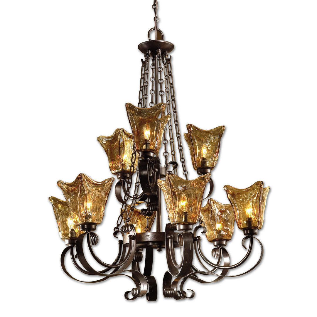 Vetraio Nine Light Chandelier in Oil Rubbed Bronze - available from The Lighting Shoppe, trusted by Canadian homeowners