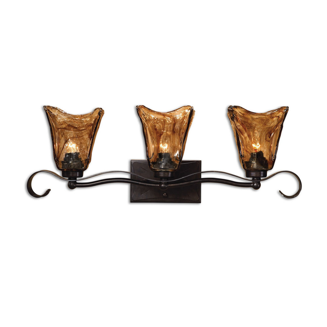Vetraio Three Light Vanity Strip in Oil Rubbed Bronze - available from The Lighting Shoppe, trusted by Canadian homeowners