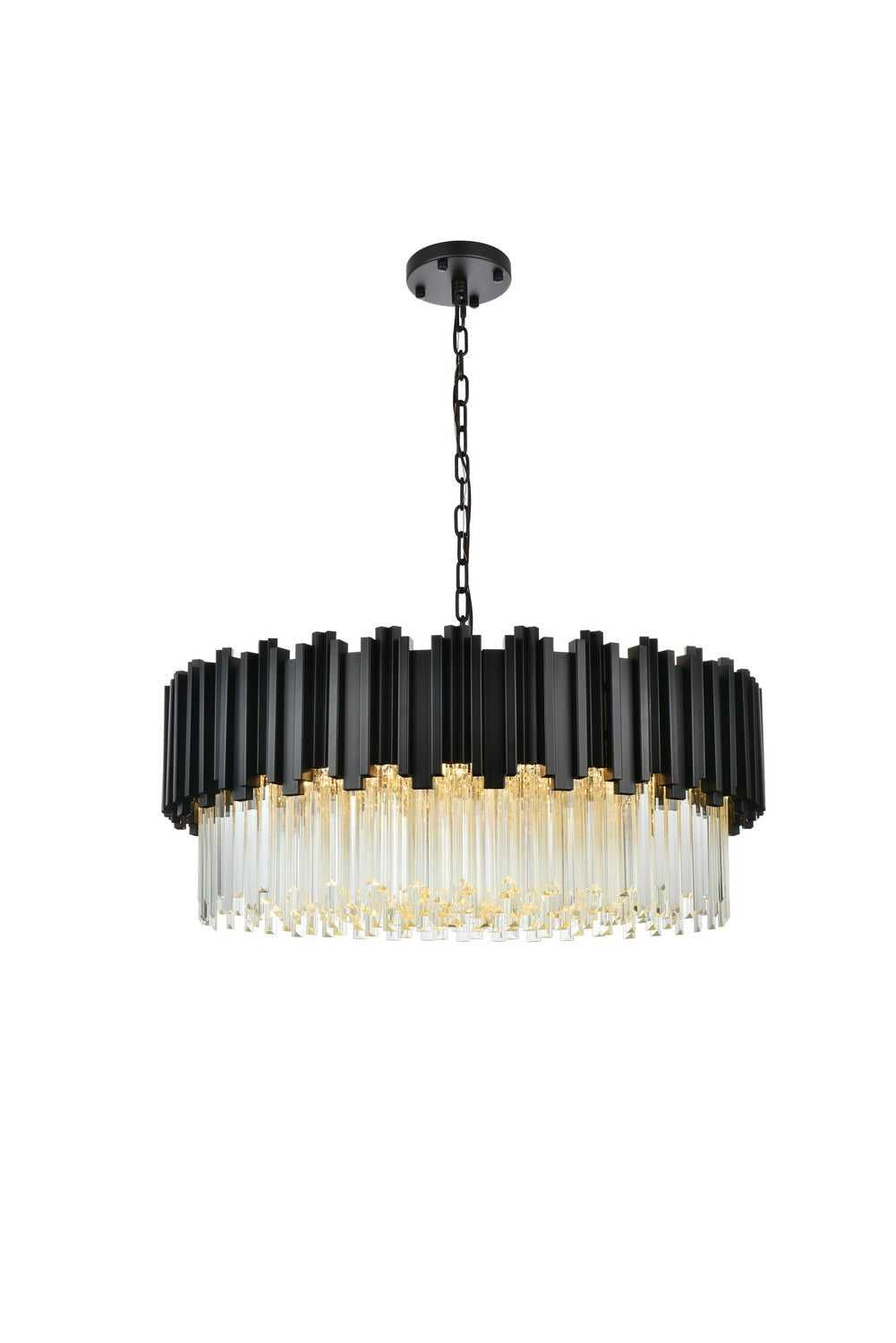Elegant Lighting - 3400D32BK - Ten Light Chandelier - Willow - Black and Clear