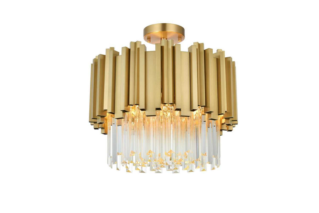 Elegant Lighting - 3400F16SG - Four Light Flush Mount - Willow - Satin Gold and Clear