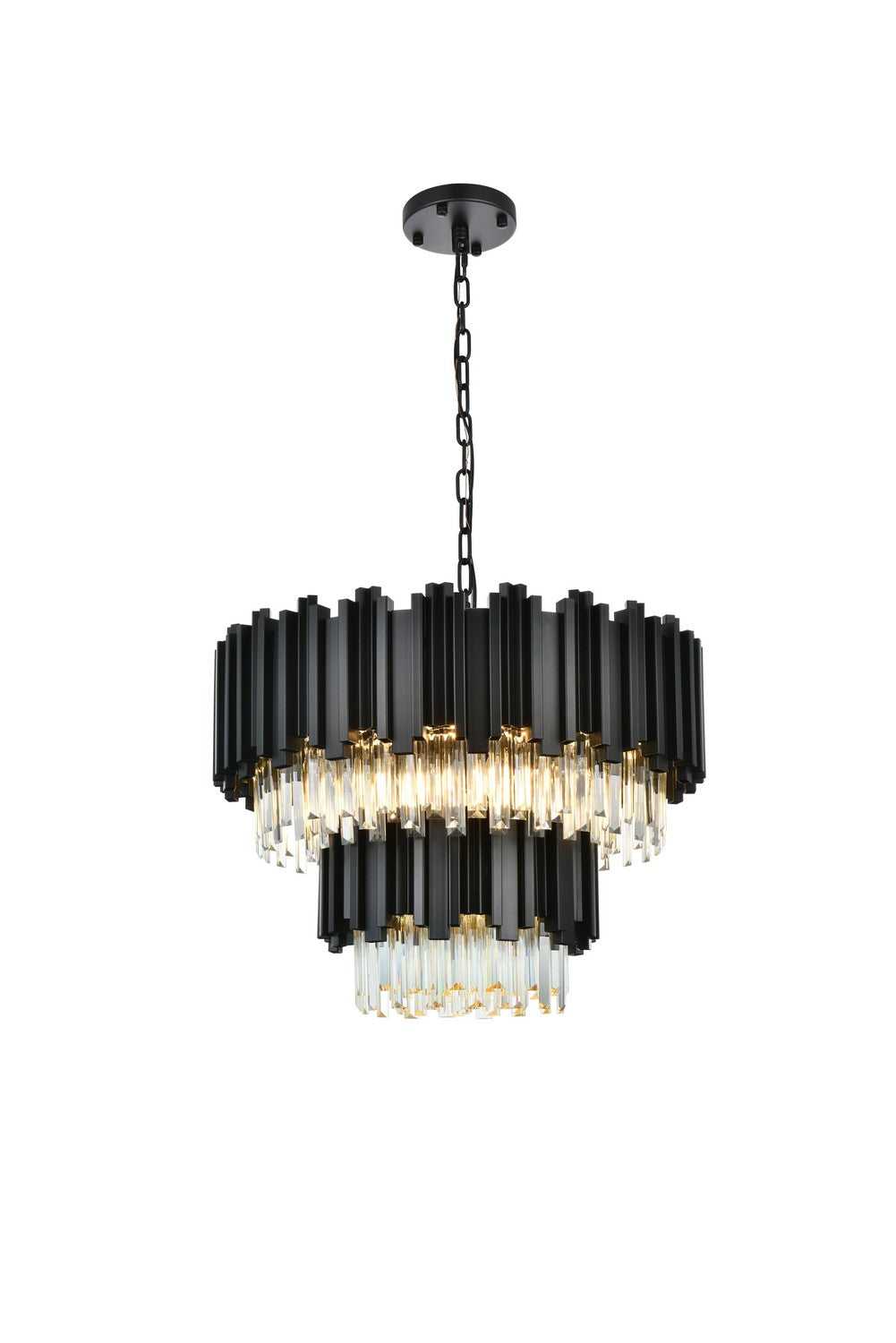 Elegant Lighting - 3400G24BK - Eight Light Chandelier - Willow - Black and Clear