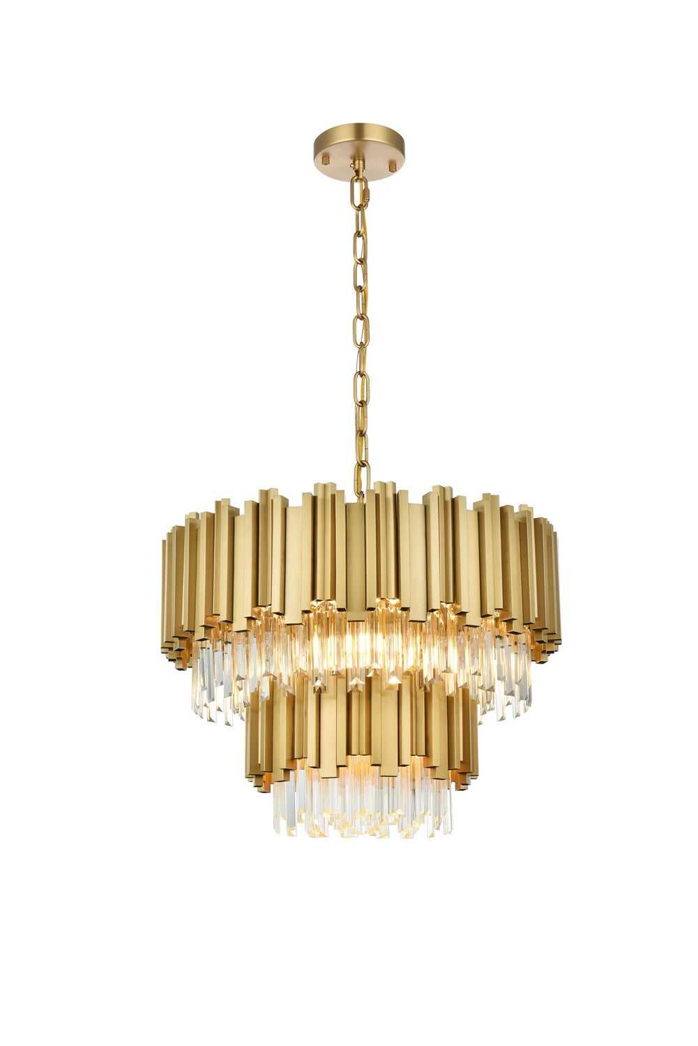 Elegant Lighting - 3400G24SG - Eight Light Chandelier - Willow - Satin Gold and Clear