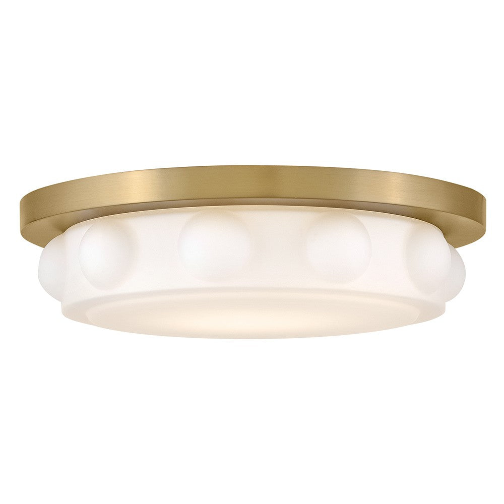 Zoey LED Flush Mount in Lacquered Brass - available from The Lighting Shoppe, trusted by Canadian homeowners