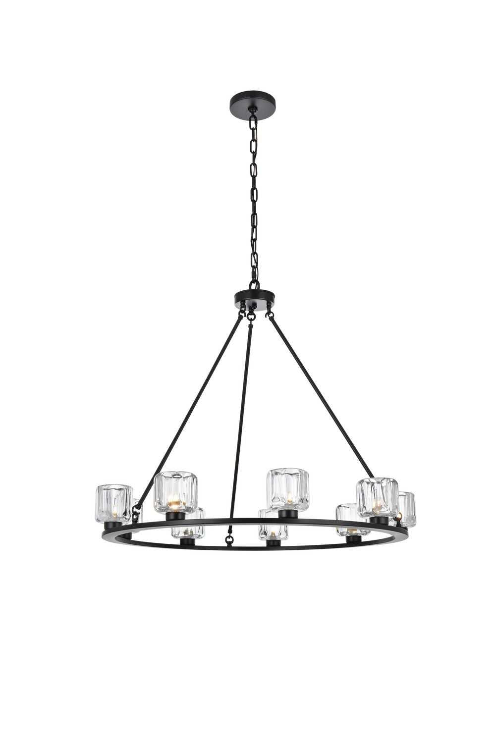 Elegant Lighting - 5100D36BK - Nine Light Chandelier - Cadence - Black and Clear