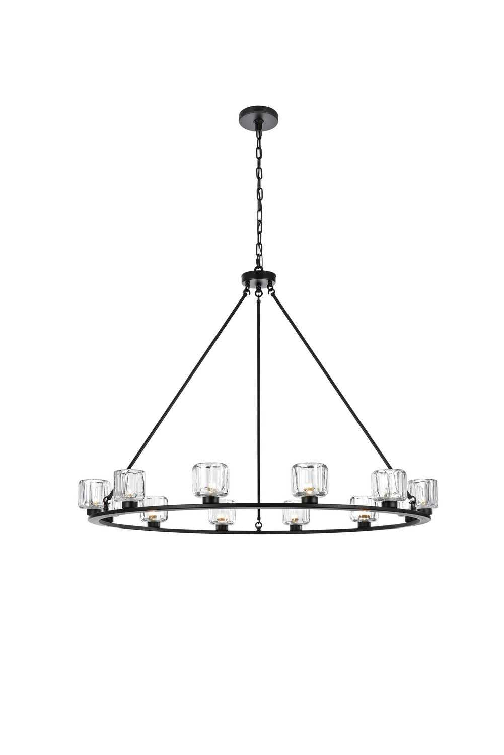 Elegant Lighting - 5100D48BK - 12 Light Chandelier - Cadence - Black and Clear