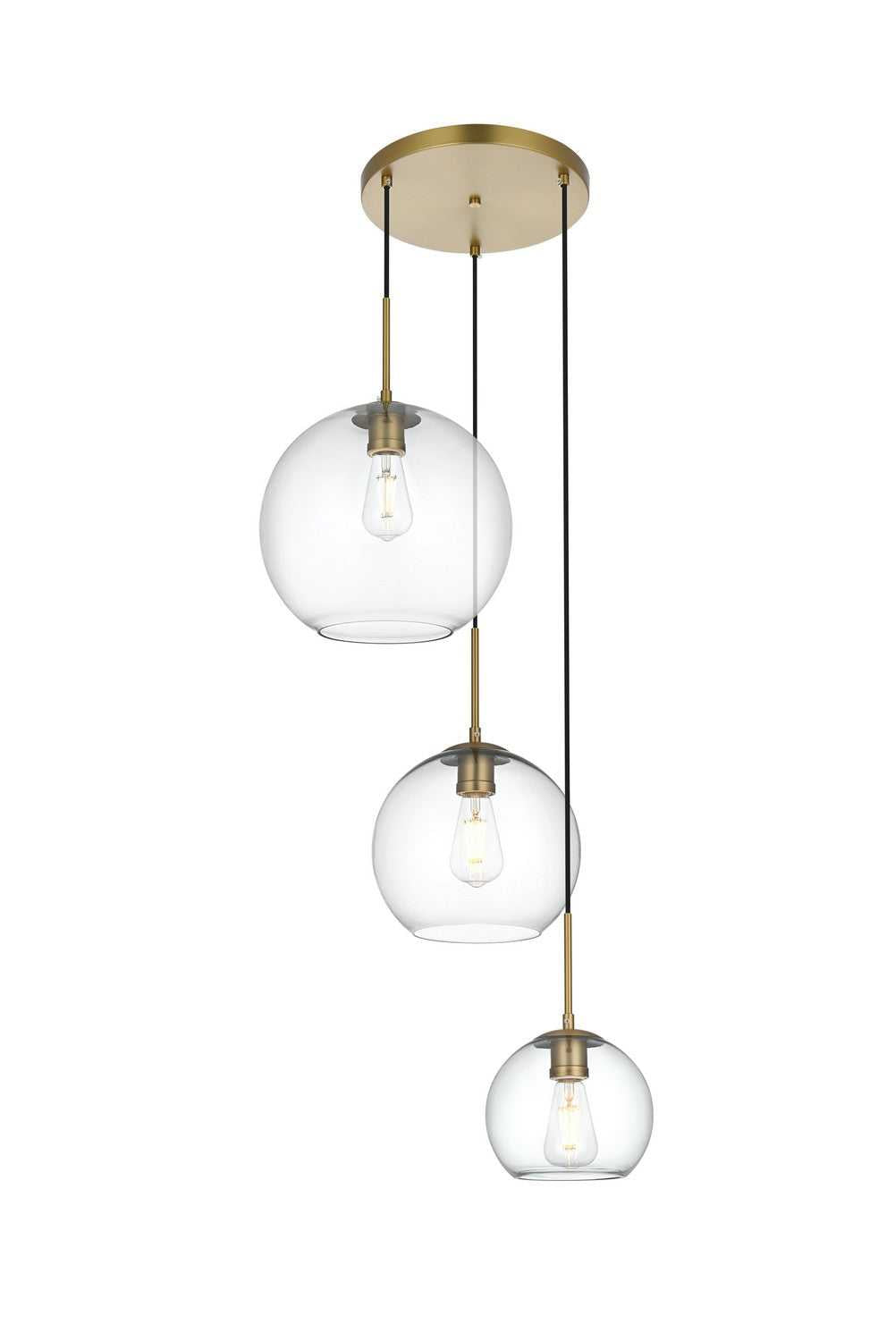 Elegant Lighting - LD2218SG - Three Light Pendant - Baxter - Satin Gold and Clear