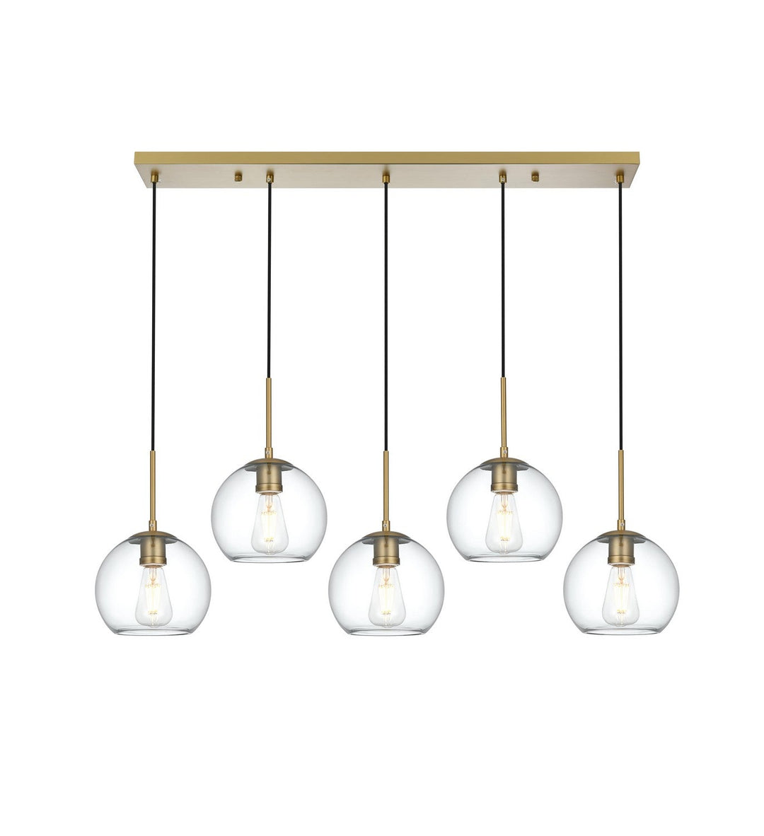 Elegant Lighting - LD2228SG - Five Light Pendant - Baxter - Satin Gold and Clear