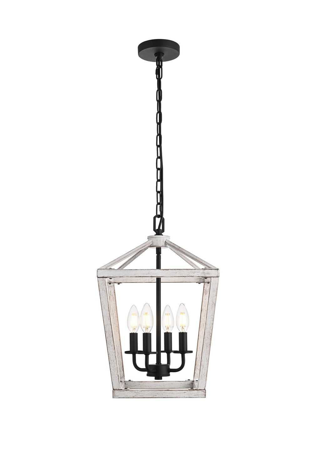 Elegant Lighting - LD511H20WG - Four Light Pendant - Gage - Weathered White and Black