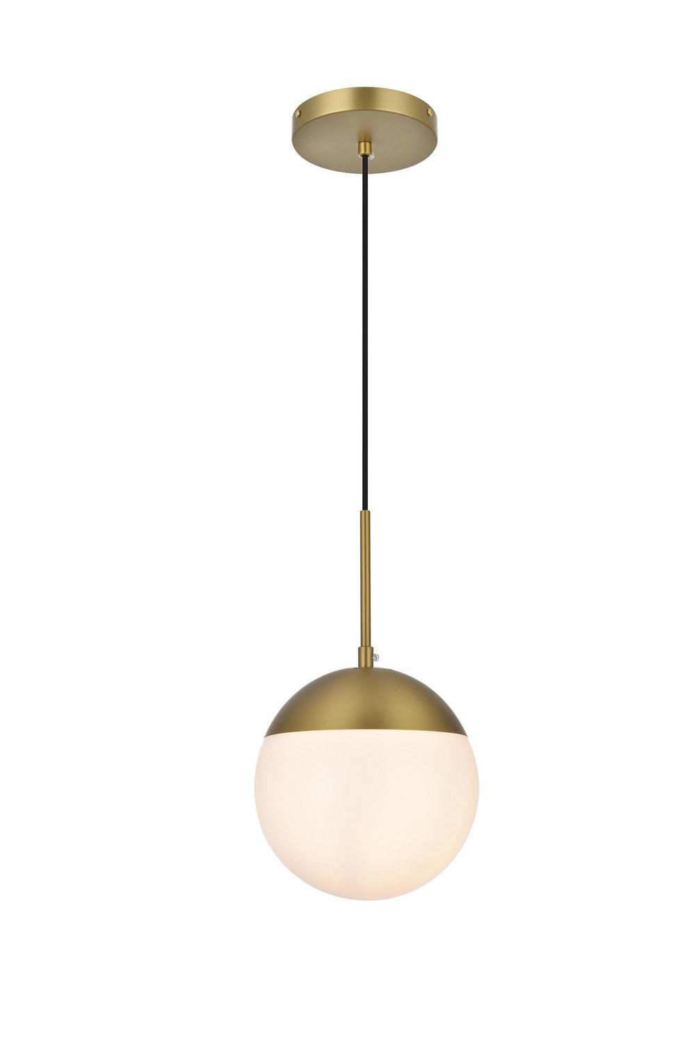 Eclipse One Light Pendant in Satin Gold and Frosted white Elegant Lighting