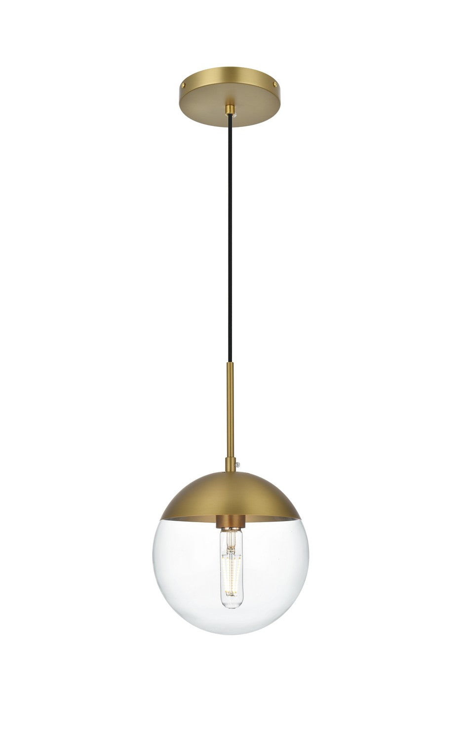 Eclipse One Light Pendant in Satin Gold and Clear Elegant Lighting