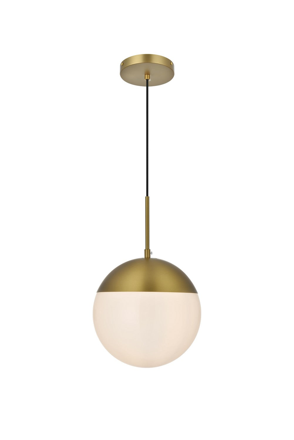 Eclipse One Light Pendant in Satin Gold and Frosted white Elegant Lighting