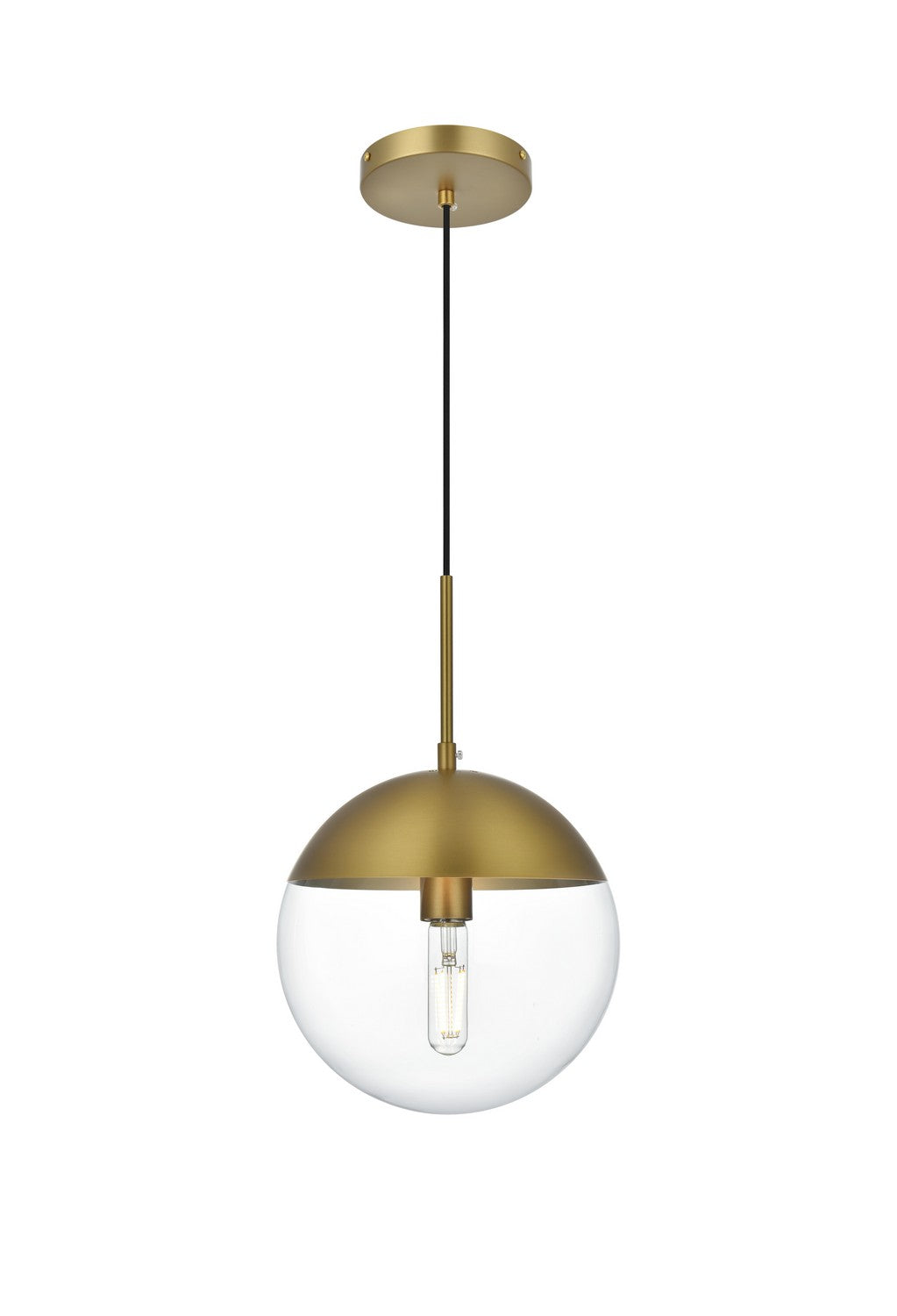 Eclipse One Light Pendant in Satin Gold and Clear Elegant Lighting