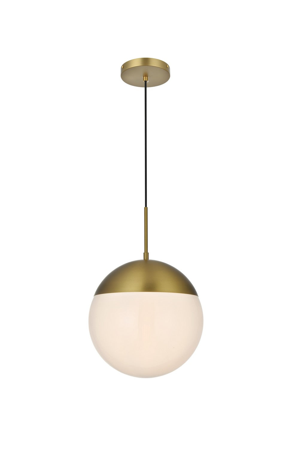 Eclipse One Light Pendant in Satin Gold and Frosted white Elegant Lighting