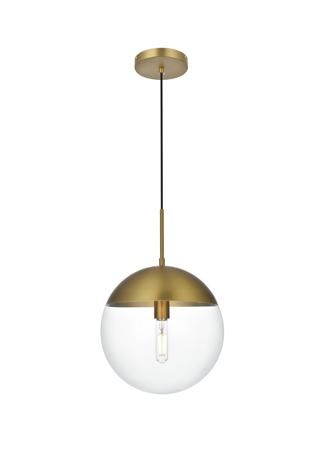 Eclipse One Light Pendant in Satin Gold and Clear Elegant Lighting