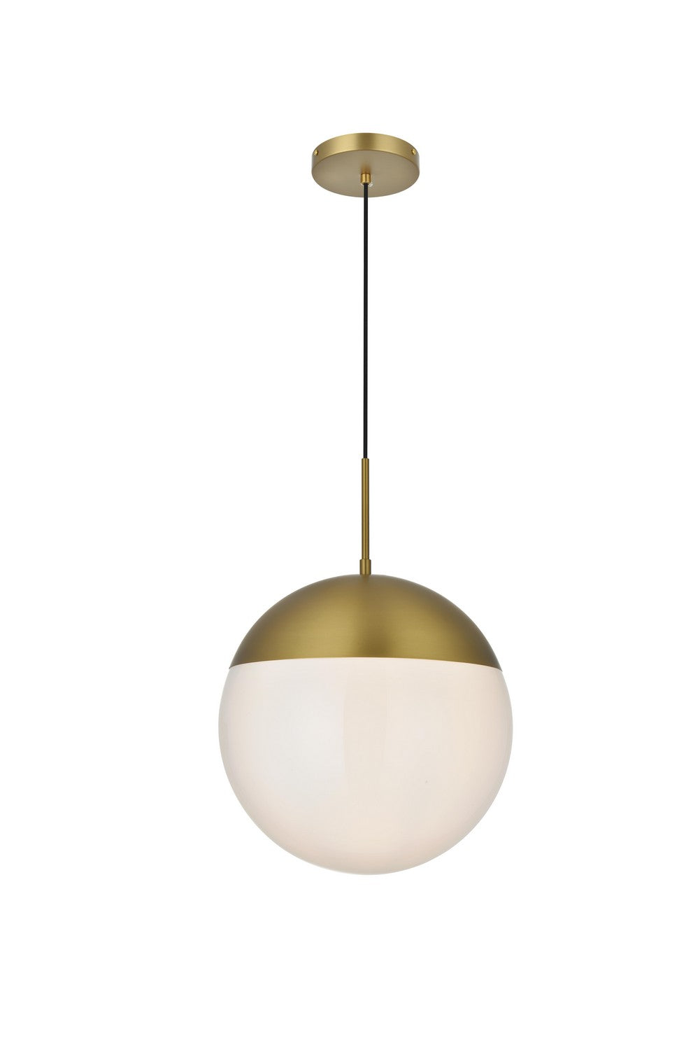 Eclipse One Light Pendant in Satin Gold and Frosted white Elegant Lighting