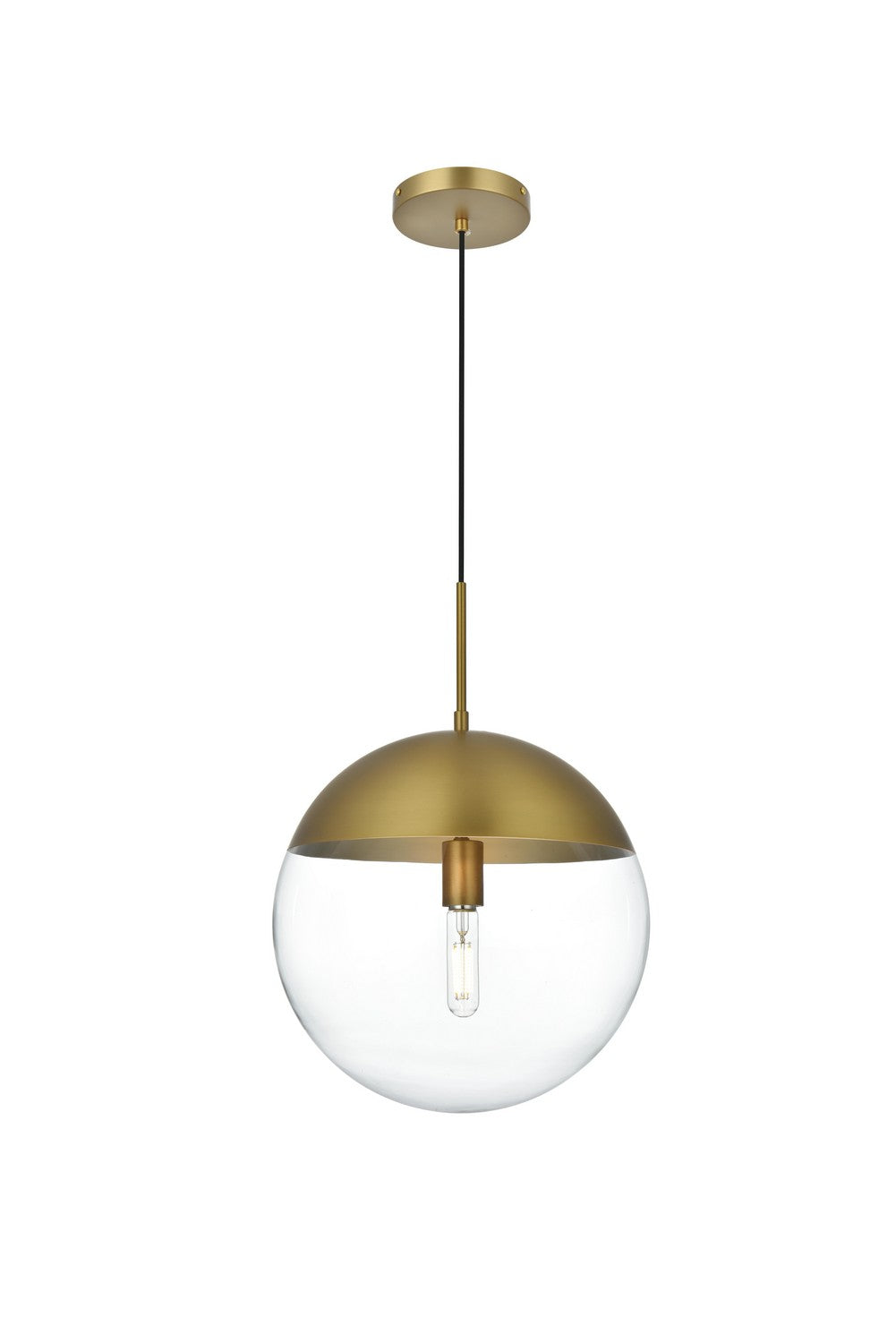 Eclipse One Light Pendant in Satin Gold and Clear Elegant Lighting