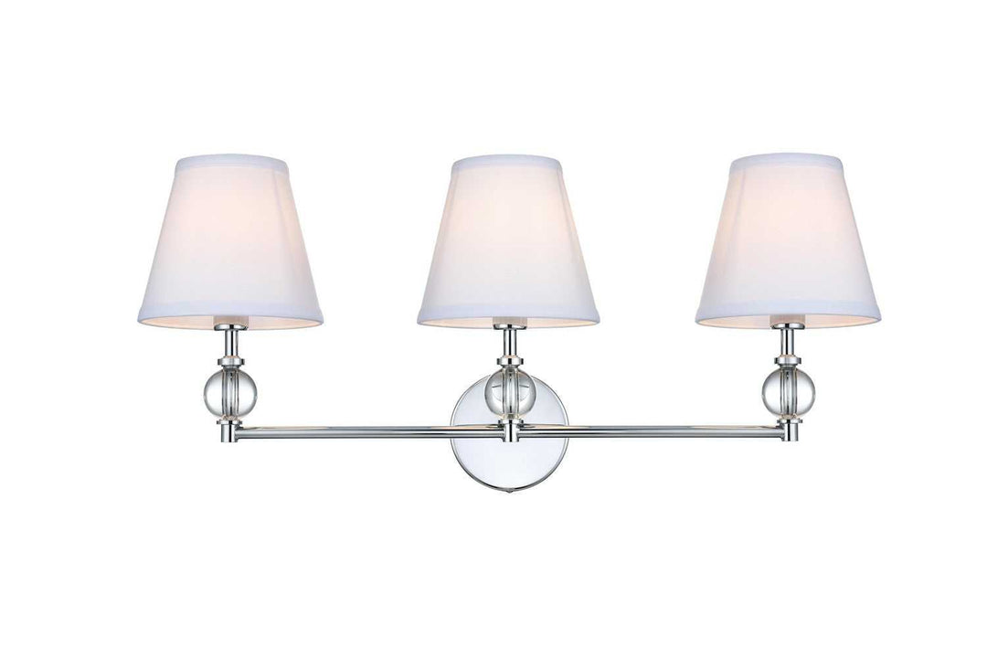 Bethany Three Light Wall Sconce in Chrome and White Elegant Lighting