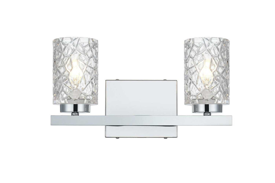 Cassie Two Light Wall Sconce in Chrome and Clear Elegant Lighting