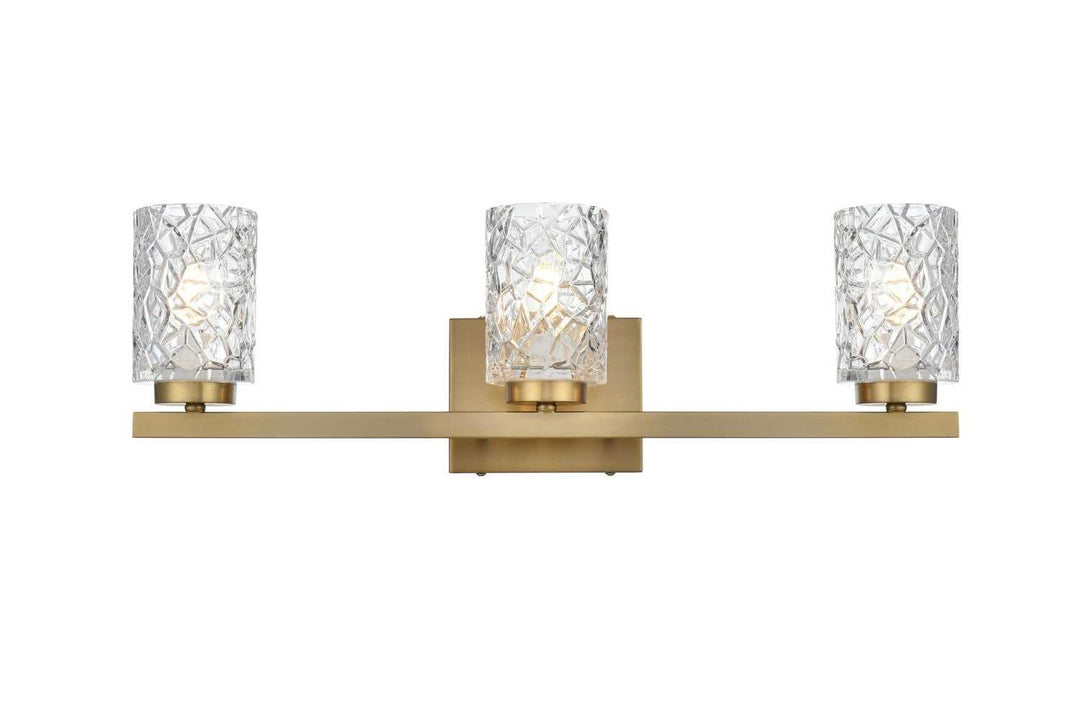 Cassie Three Light Wall Sconce in Satin Gold and Clear Elegant Lighting