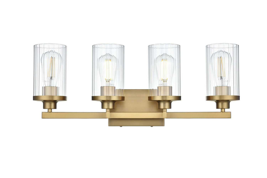 Thane Four Light Wall Sconce in Satin Gold and Clear Elegant Lighting