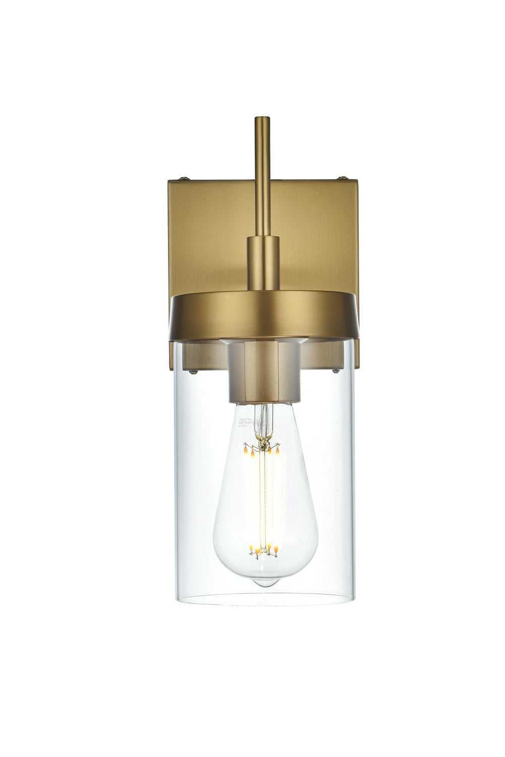 Taryin One Light Wall Sconce in Satin Gold and Clear Elegant Lighting