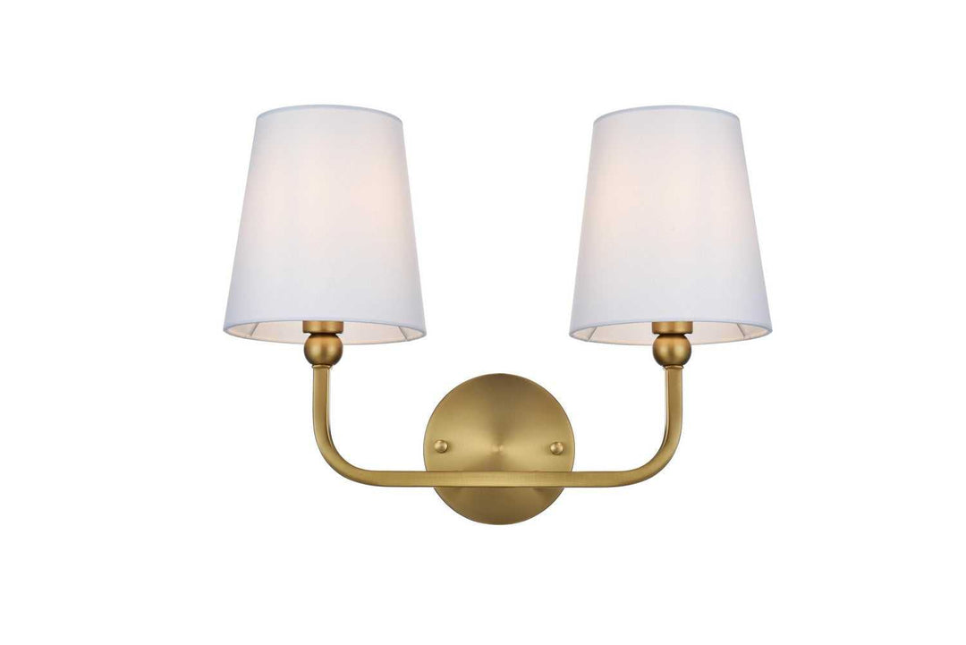 Senna Two Light Wall Sconce in Satin Gold and White Elegant Lighting