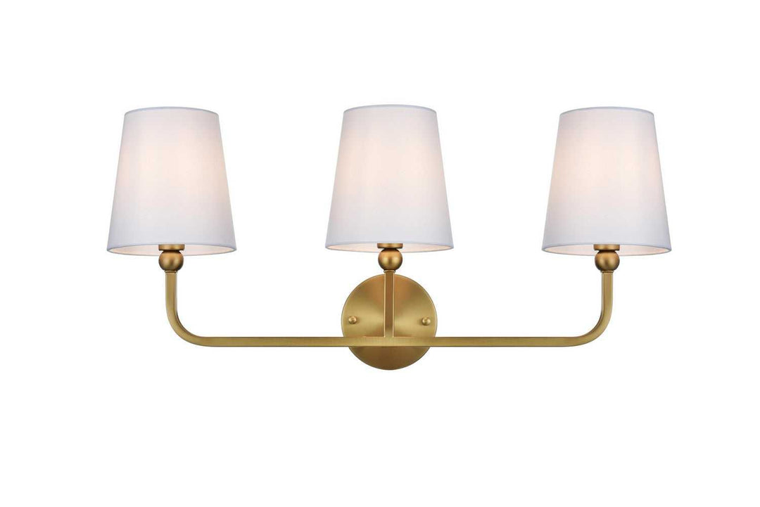 Senna Three Light Wall Sconce in Satin Gold and White Elegant Lighting