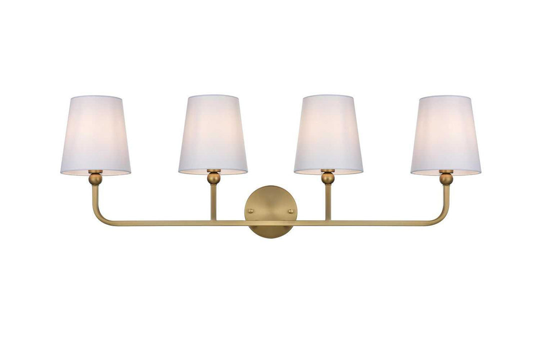 Senna Four Light Wall Sconce in Satin Gold and White Elegant Lighting