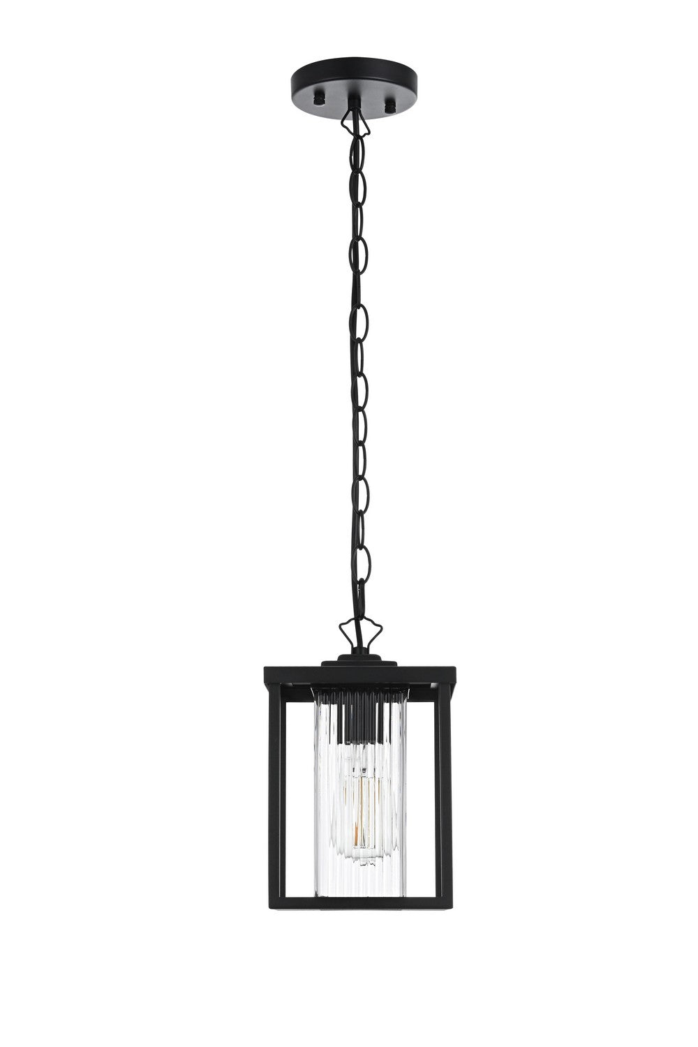 Dover One Light Outdoor Pendant in Black Elegant Lighting