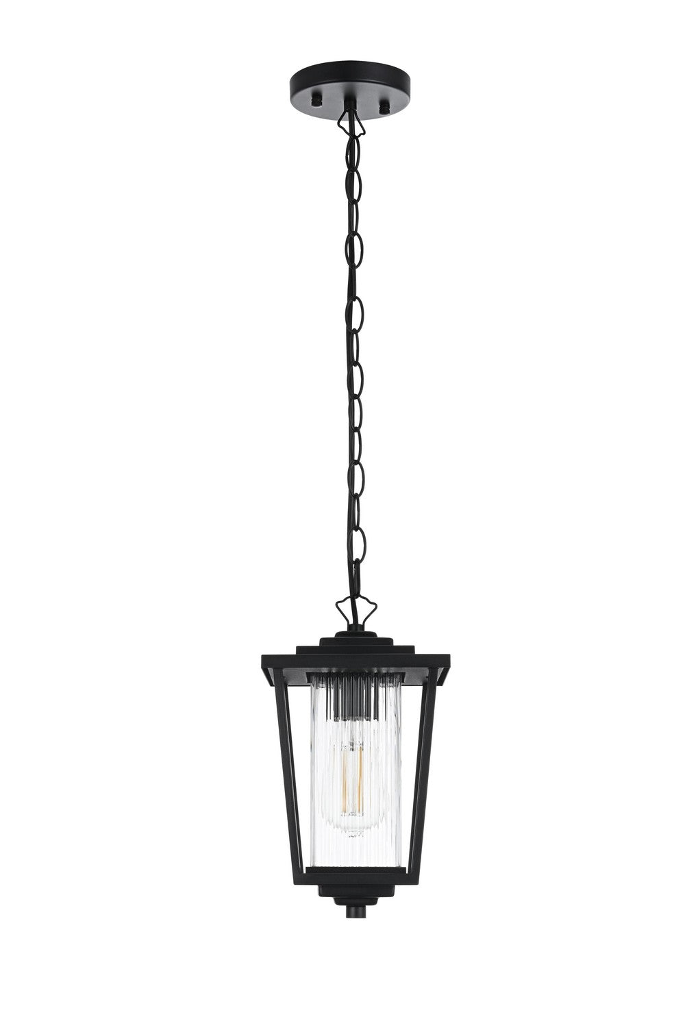 York One Light Outdoor Pendant in Black Elegant Lighting