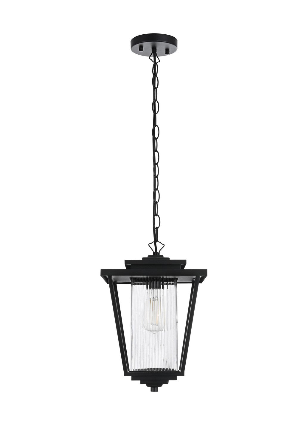 York One Light Outdoor Pendant in Black Elegant Lighting