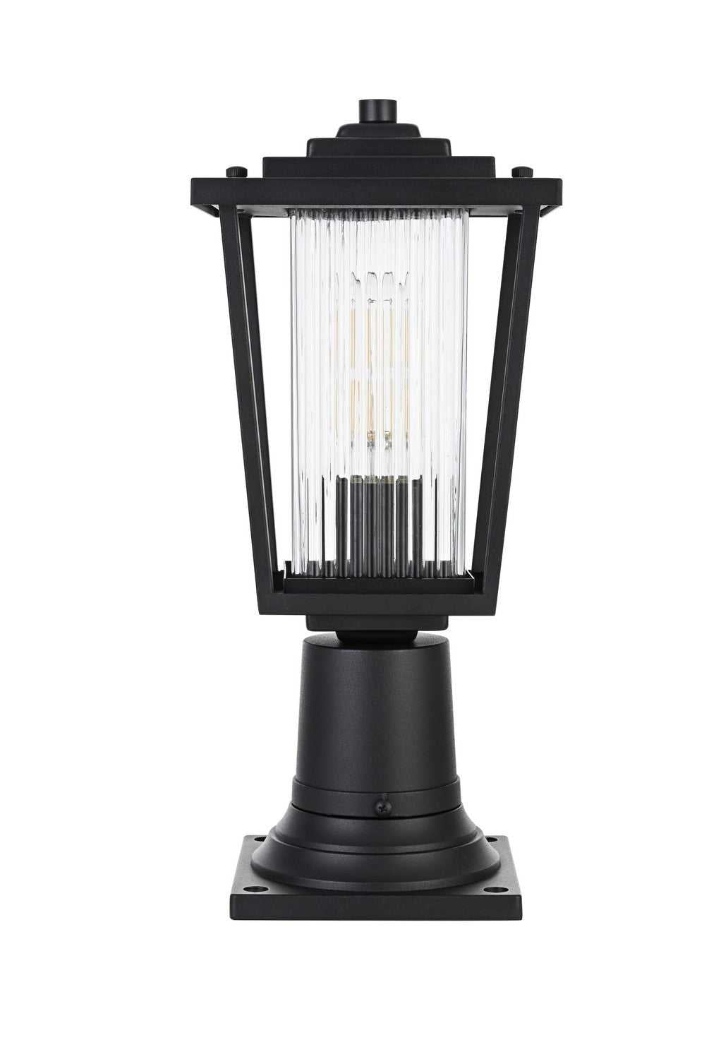 York One Light Outdoor Post Mount in Black Elegant Lighting