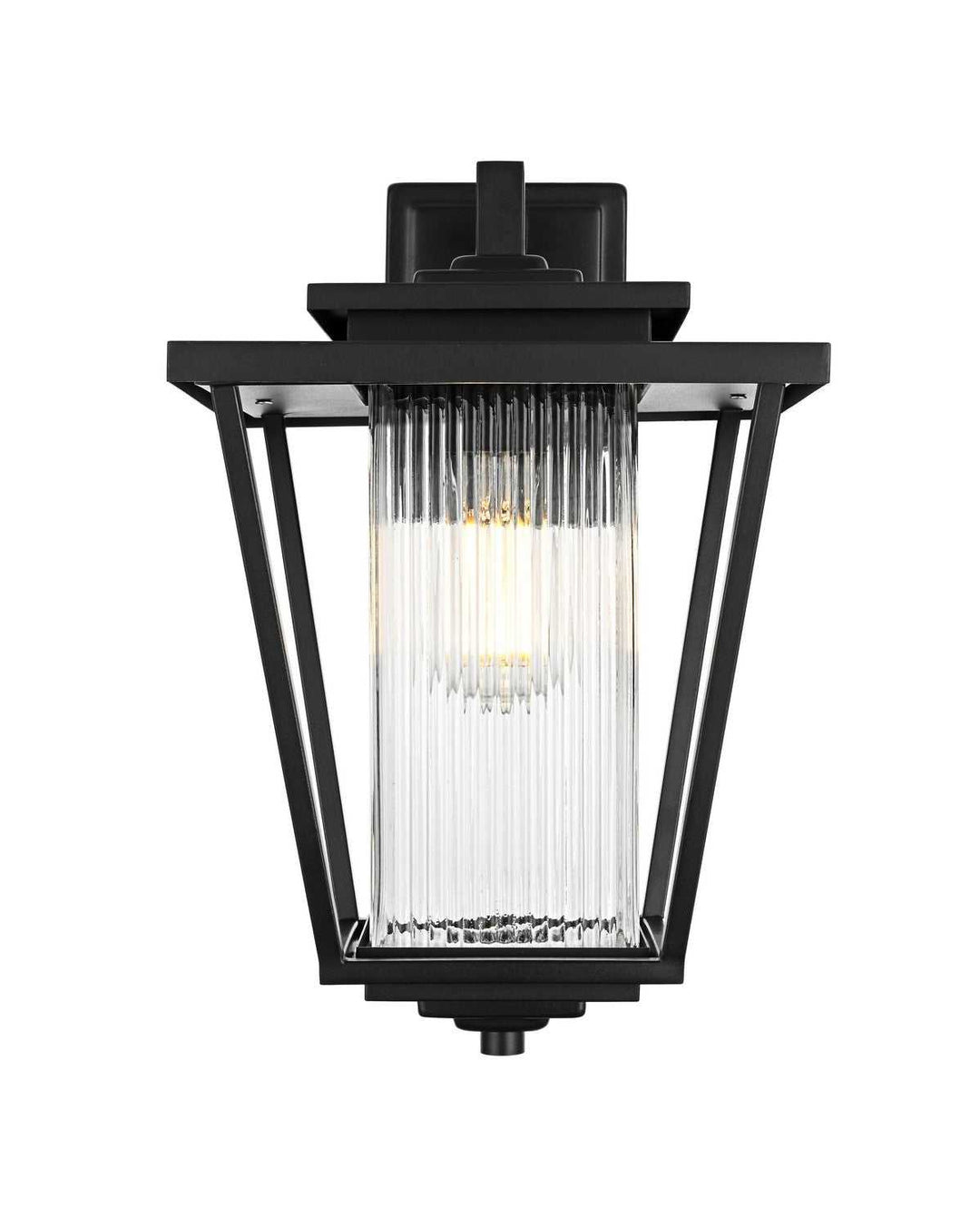 York One Light Outdoor Wall Sconce in Black Elegant Lighting