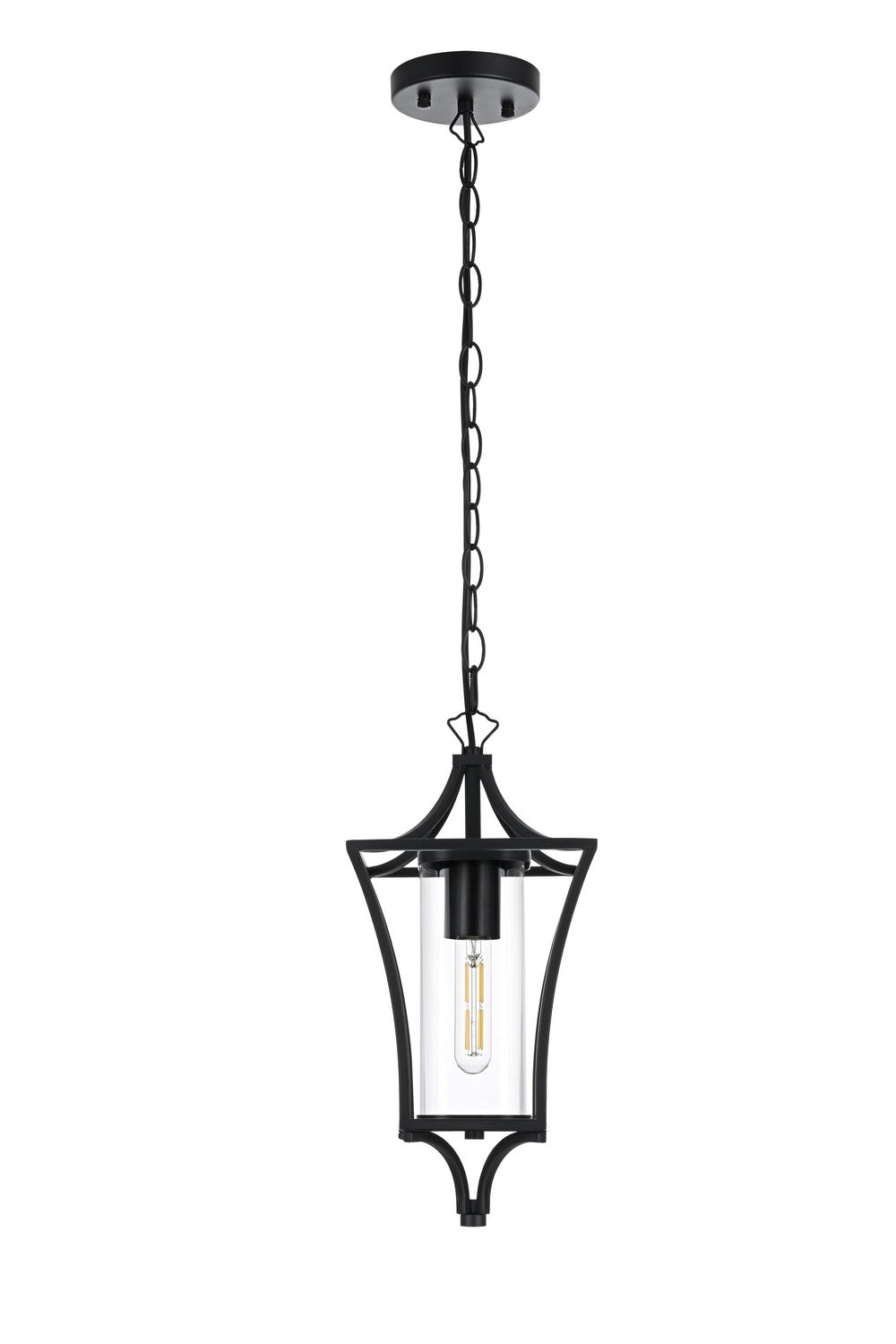 Belgrade One Light Outdoor Pendant in Black Elegant Lighting