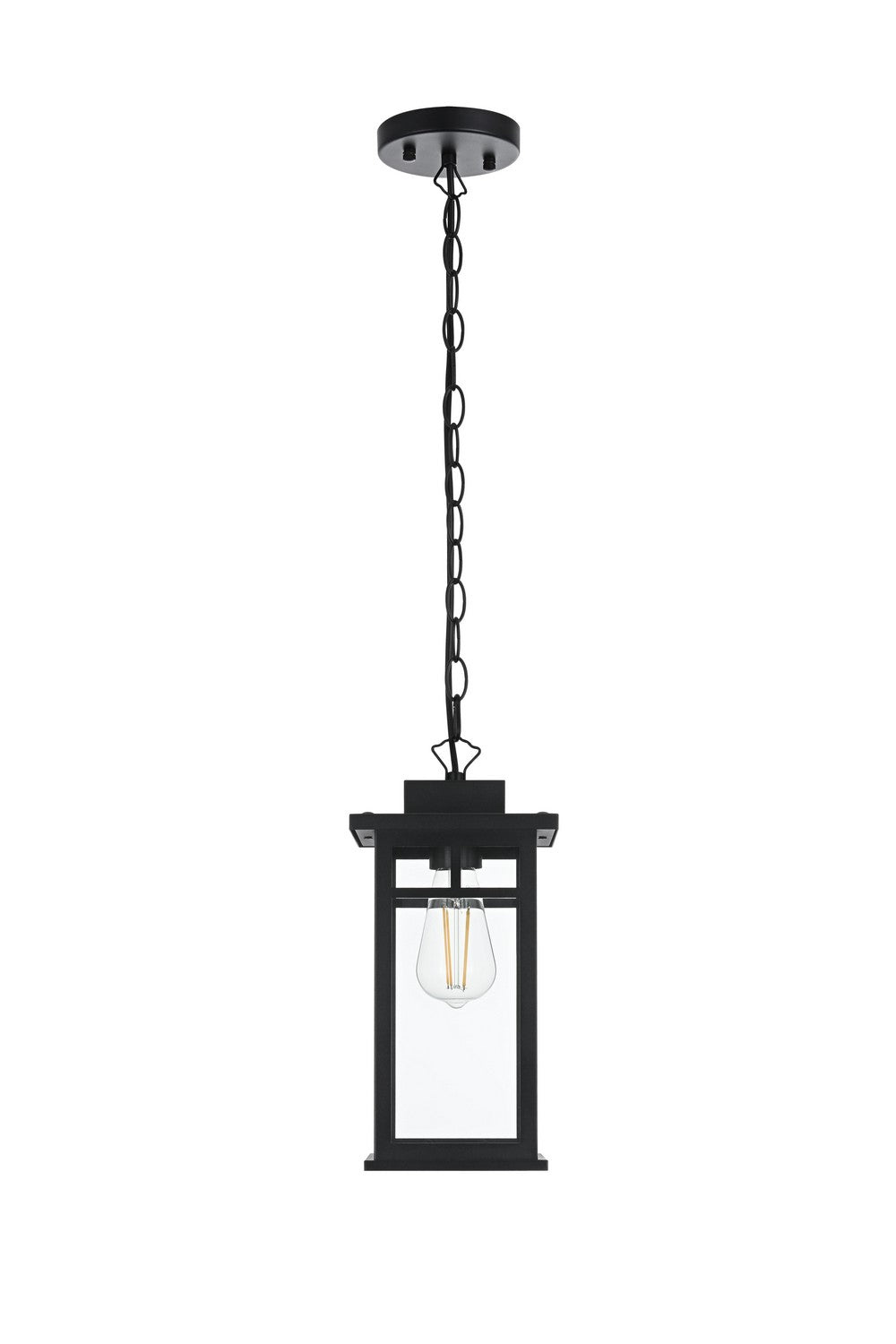 Mercer One Light Outdoor Pendant in Black Elegant Lighting