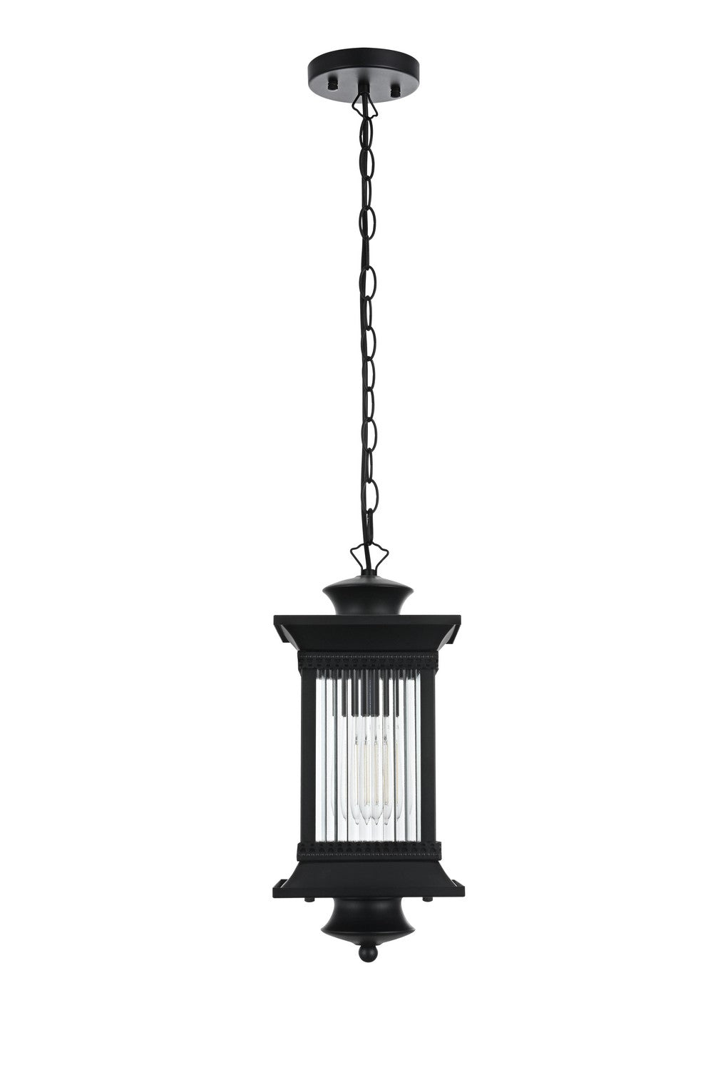 Collins One Light Outdoor Pendant in Black Elegant Lighting