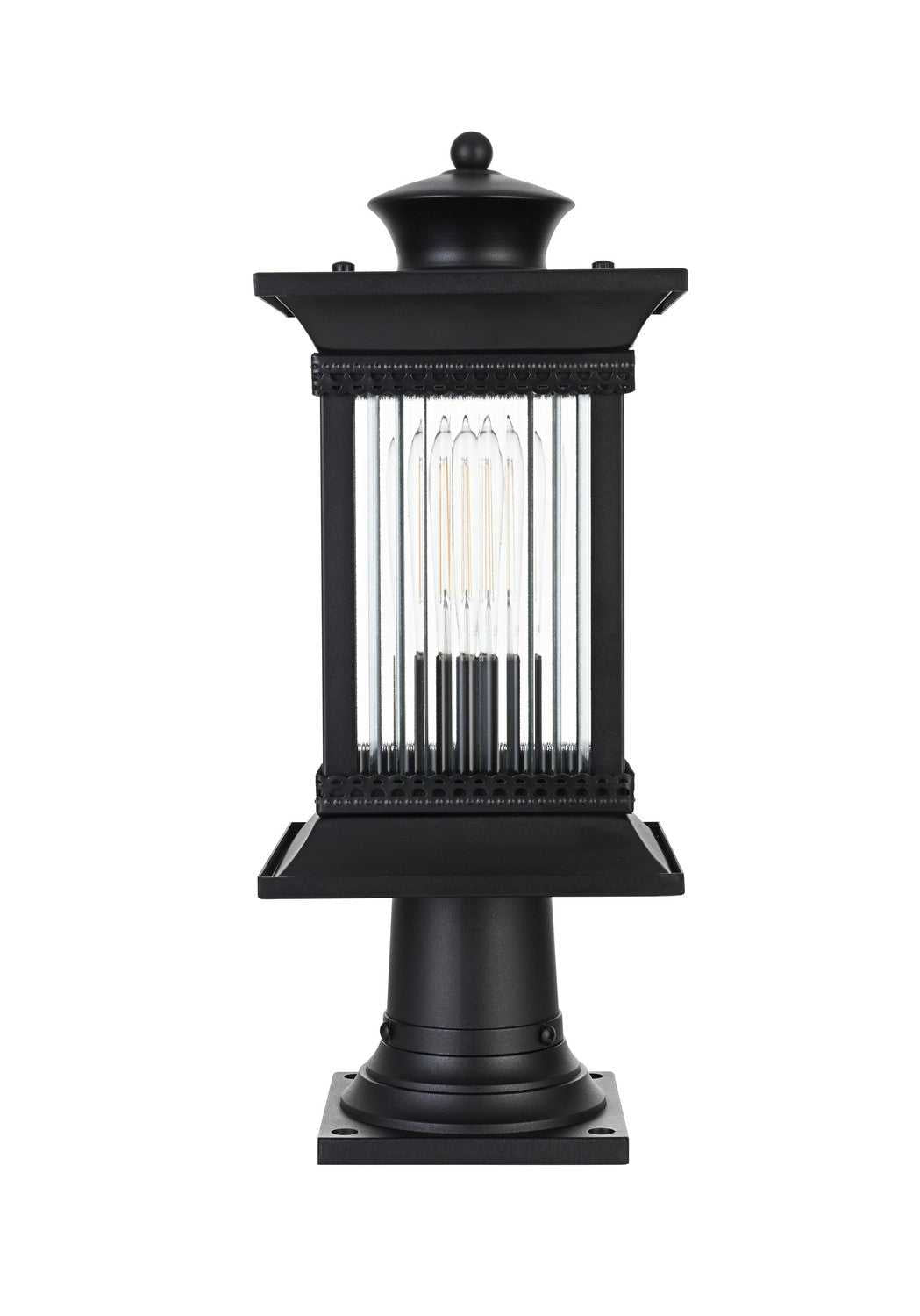 Collins One Light Outdoor Post Mount in Black Elegant Lighting