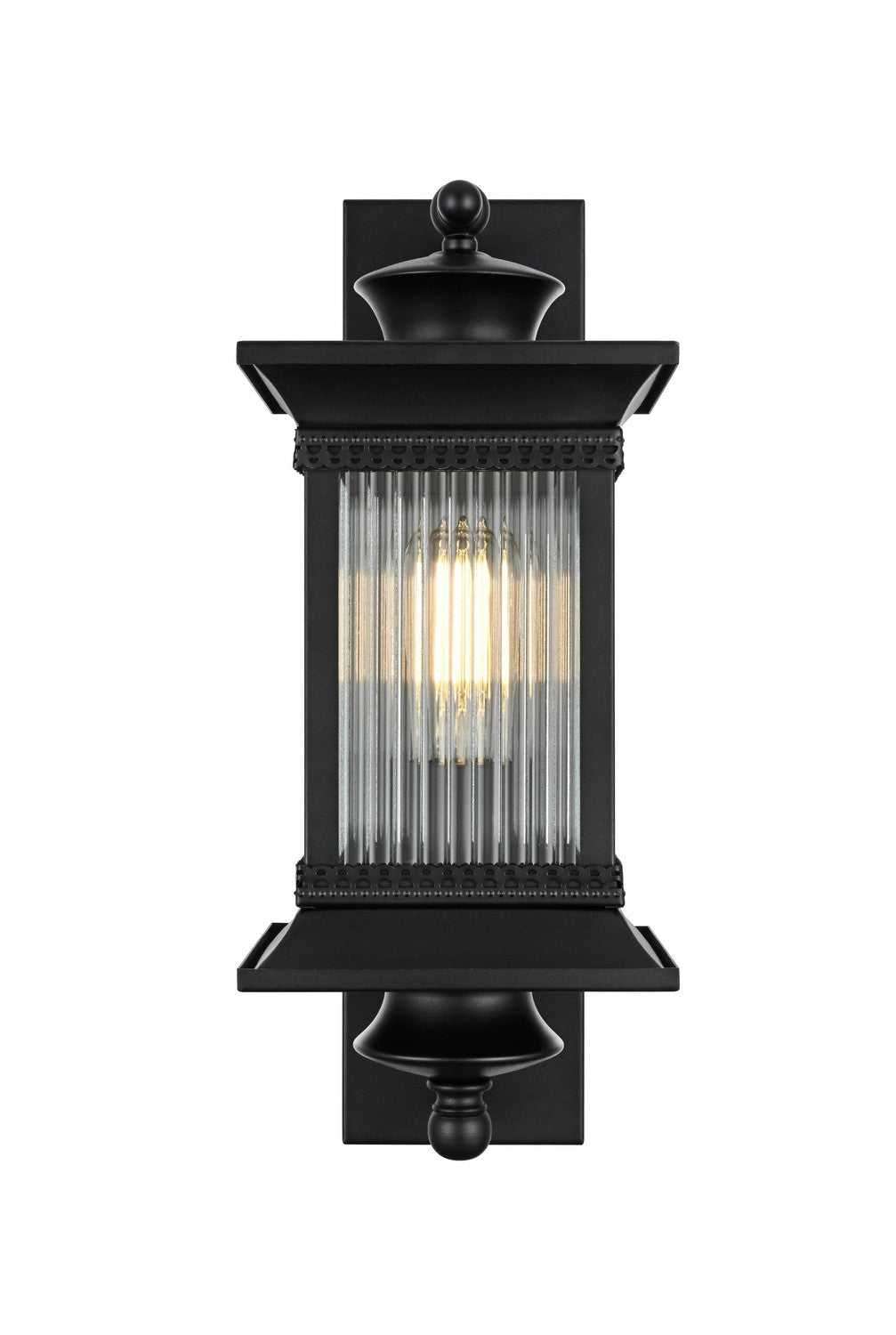 Collins One Light Outdoor Wall Sconce in Black Elegant Lighting