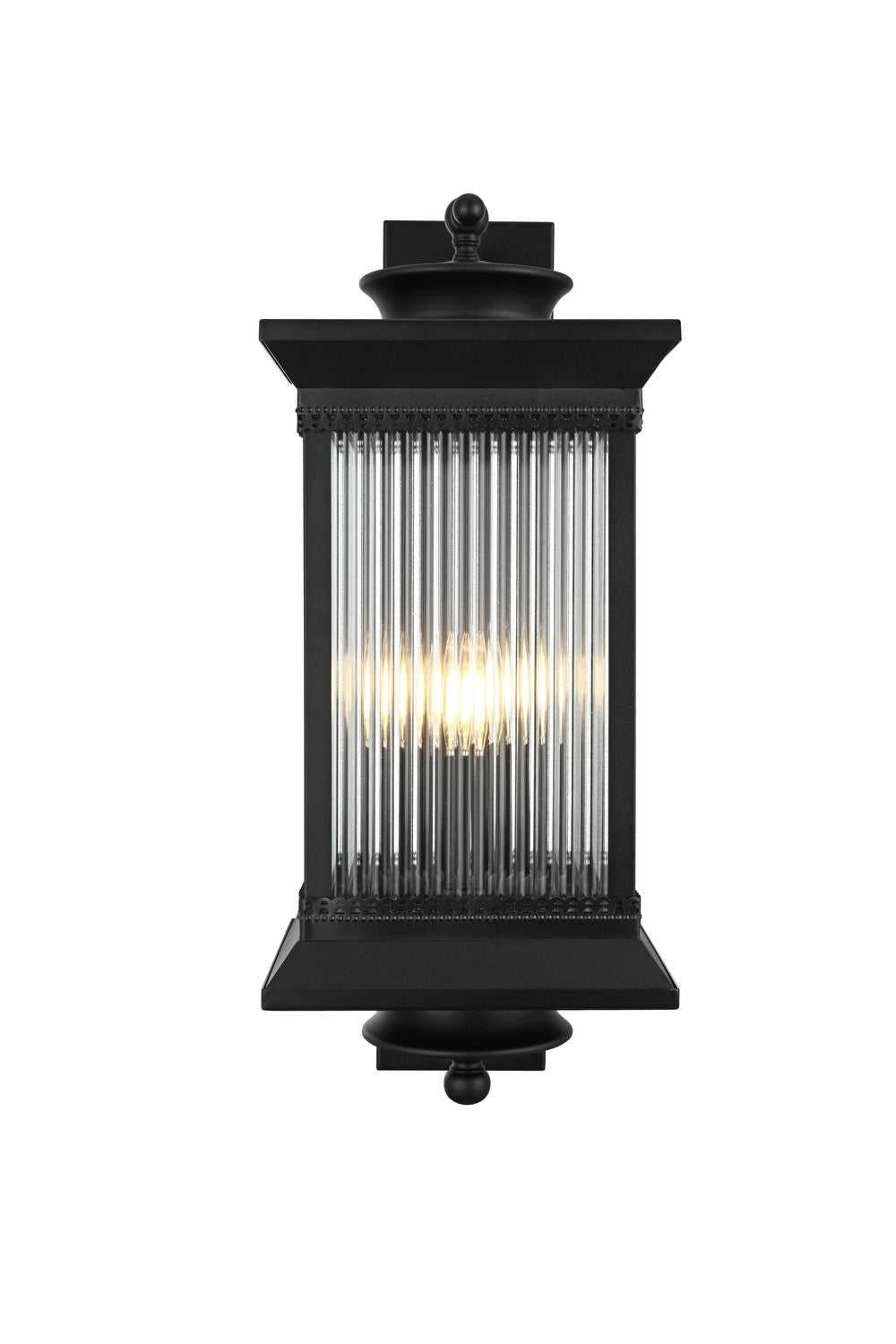 Collins Three Light Outdoor Wall Sconce in Black Elegant Lighting